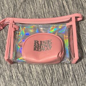 Clear Holographic Crossbody Bag with Pink Trim